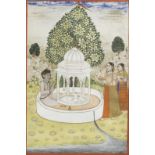 A nobleman and maidens making offerings at a lingam shrine Provincial Mughal, Deccan, late 18th C...