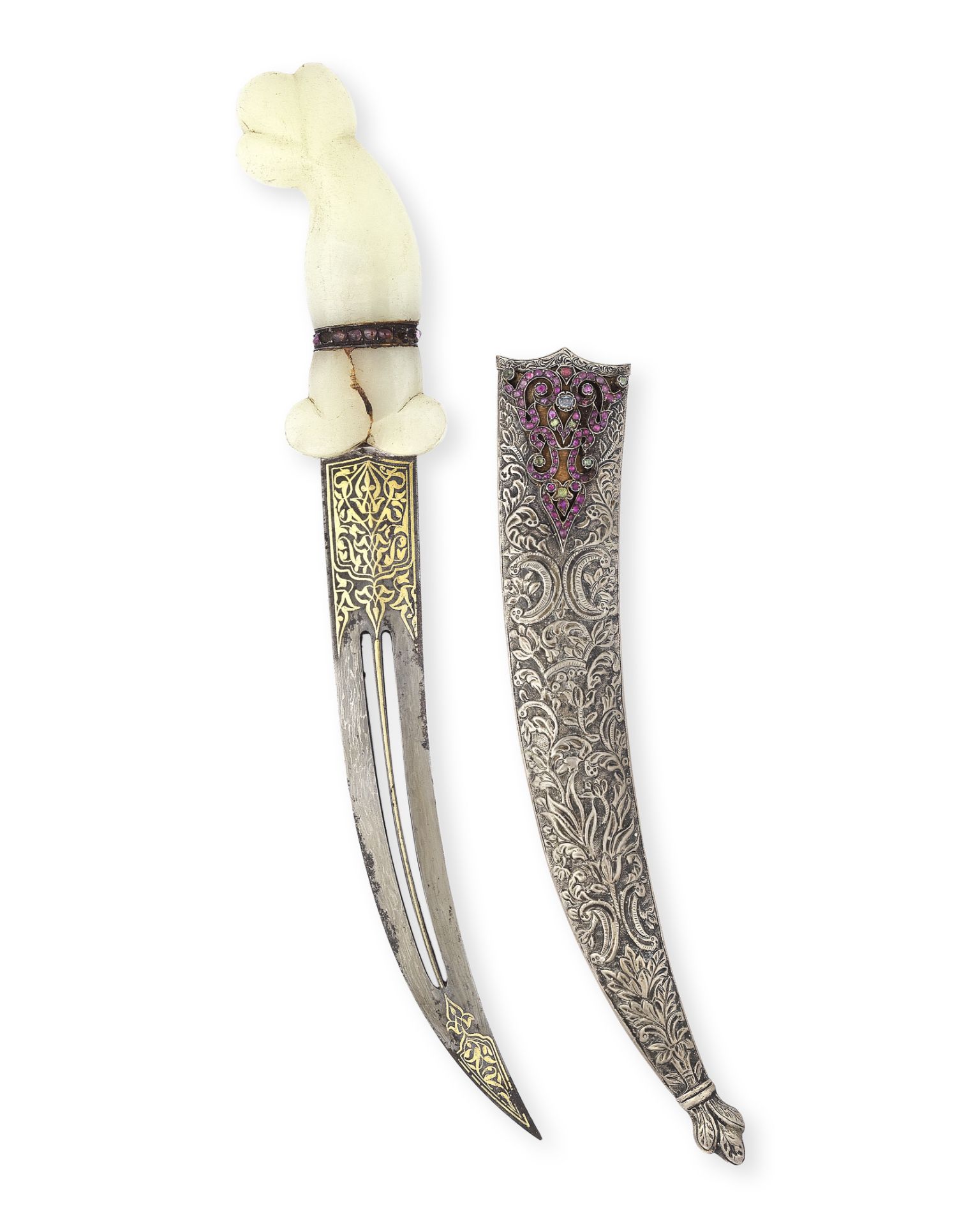 An Ottoman gem-set jade-hilted dagger Turkey, 19th Century