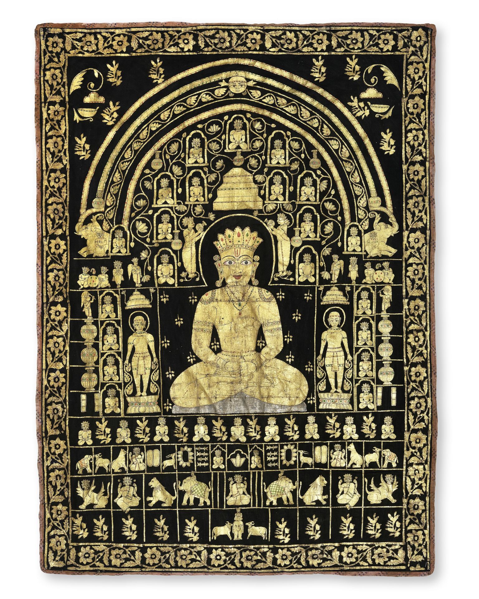 A Jain Picchavai, depicting Mahavira enthroned Rajasthan or Gujarat, 19th Century