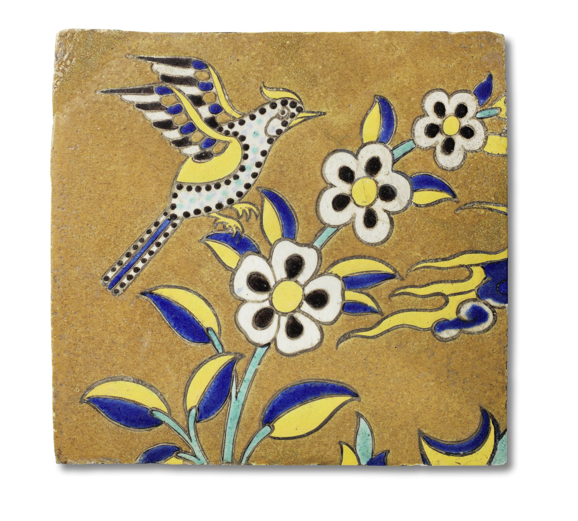 A Safavid cuerda seca pottery Tile Persia, 17th Century