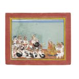 Maharajah Balwant Singh of Ratlam (reg. 1825-57) watching two nautch girls performing in the comp...