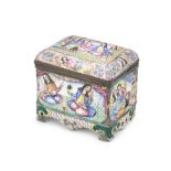 A Qajar enamelled copper casket Persia, 19th Century