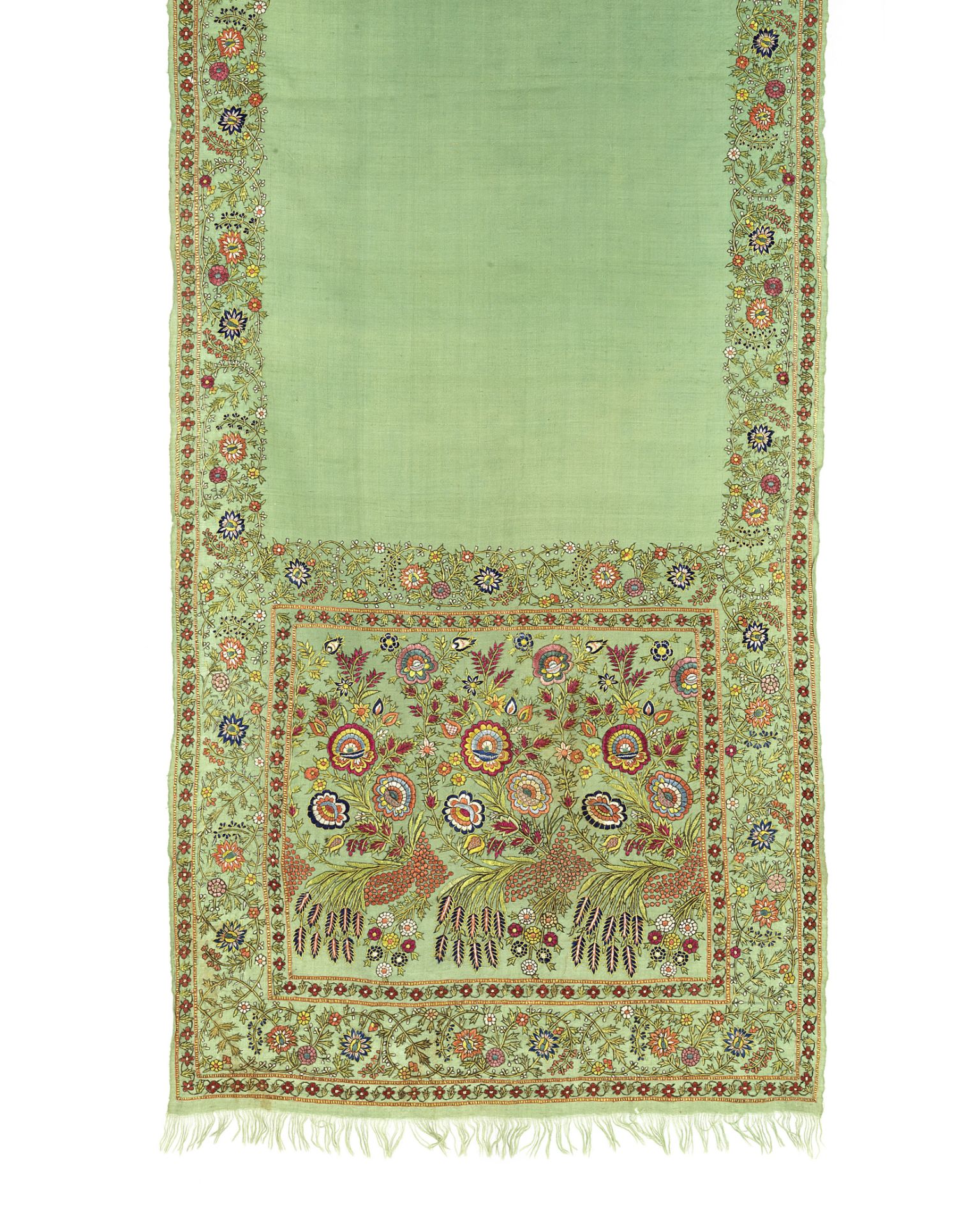 A silk-embroidered wool shawl Delhi, circa 1850