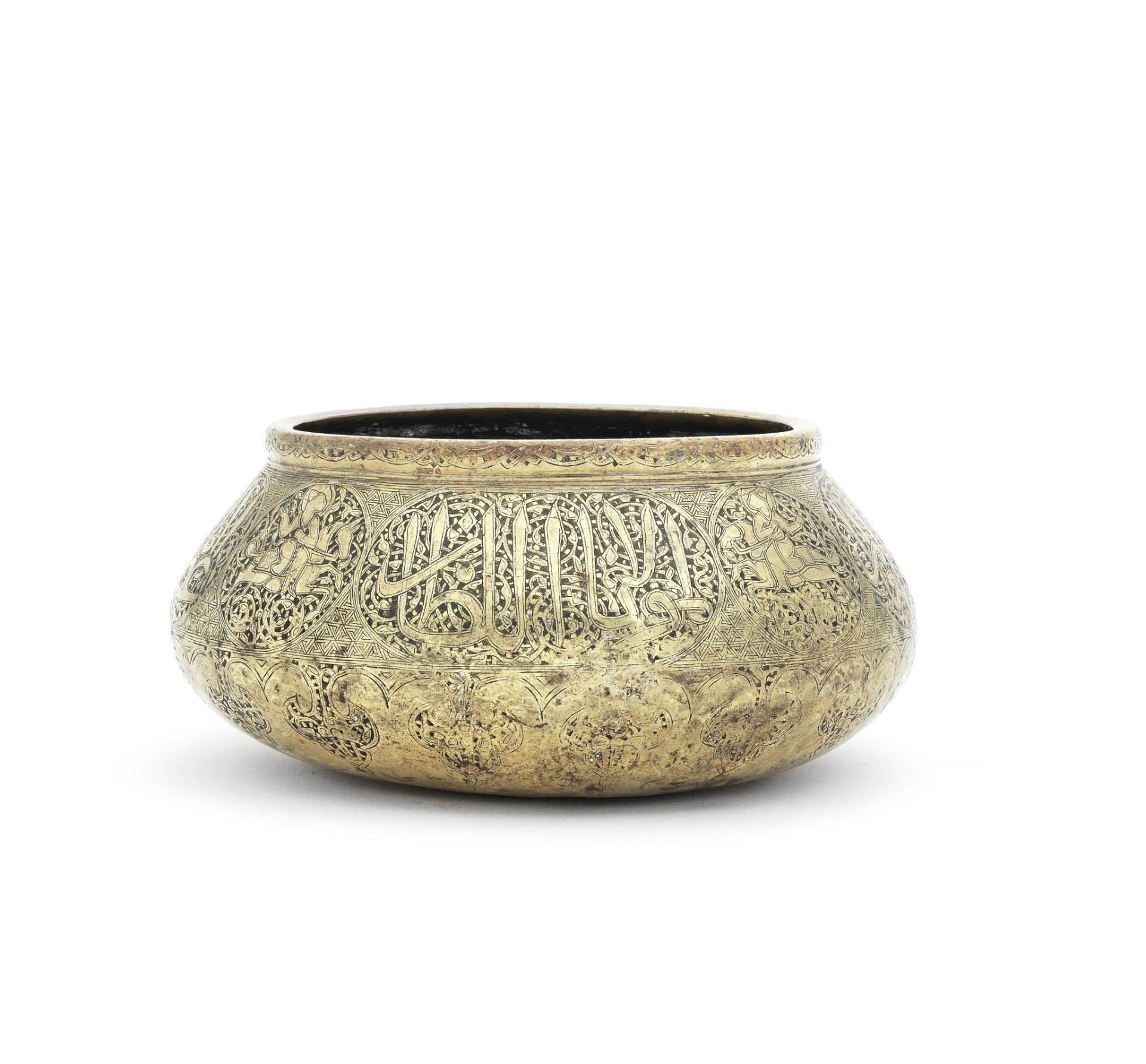 A Fars silver-inlaid brass bowl Persia, 14th Century