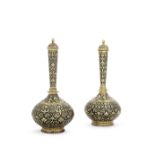 Two Sialkhot gold koftgari steel bottles (surahi) North India, 19th Century(2)