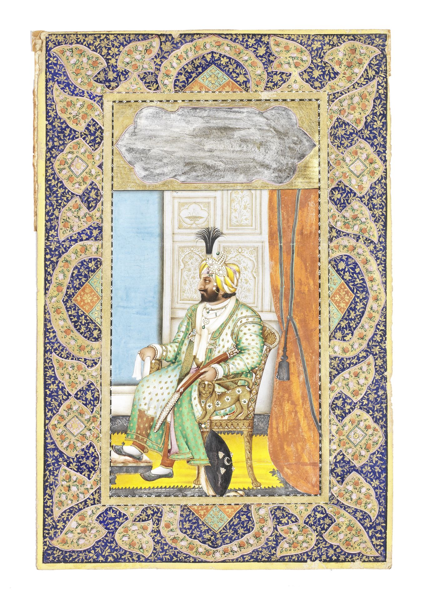 Maharajah Gulab Singh (1792-1857) seated in a European-style chair on a terrace Punjab, late 19th...