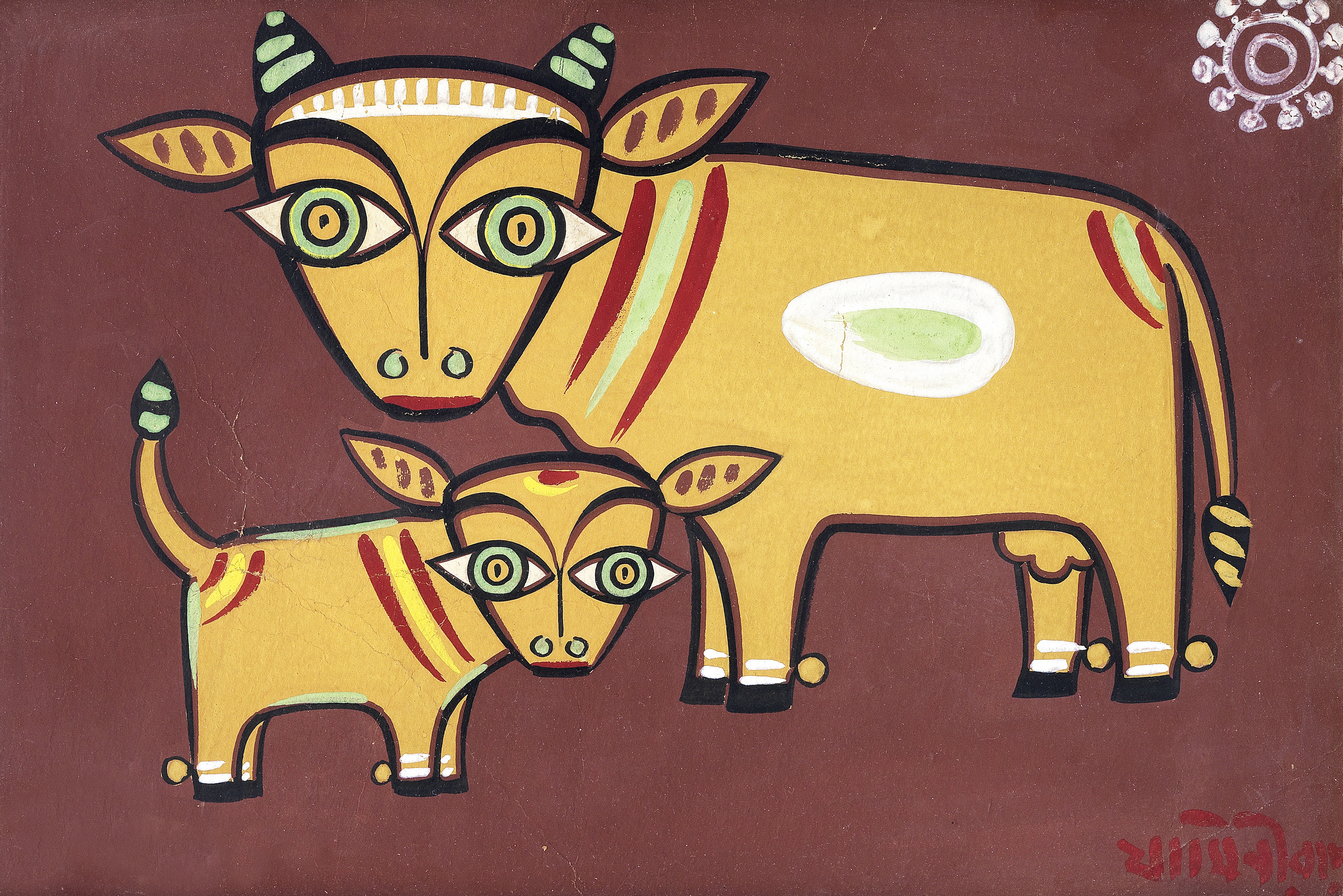 Jamini Roy (Indian, 1887-1972) Cows