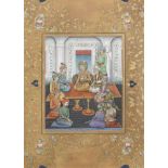 The Emperor Akbar in durbar with noblemen and attendants Delhi, late 19th Century