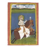 Maharana Sarup Singh (reg. 1842-61) on horseback in a landscape Udaipur, circa 1850