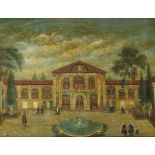 A view of a palace, or of the house of a senior Qajar official, attributed to 'Abu Turab Ghaffari...
