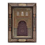 A gilt-decorated and painted wood and gesso Alhambra plaque by Enrique Linares Granada, 19th/ 20t...