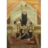 A portrait of Fath 'Ali Shah Qajar, signed by Hajj Mustafa, known as Mustafa Naqqash Iran, 20th C...