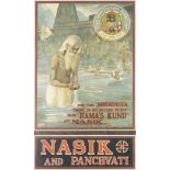 A Great Indian Peninsula Railway poster depicting Ramkund at Nashik India, circa 1920