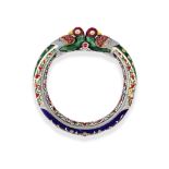 A gem-set enamelled gold bangle (kada) North India, 20th Century