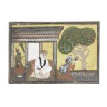 Guru Nanak seated in a pavilion with Bala and Mardana Punjab, late 19th Century