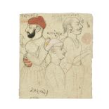 Three studies of male figures, probably courtiers Kotah, circa 1830-40