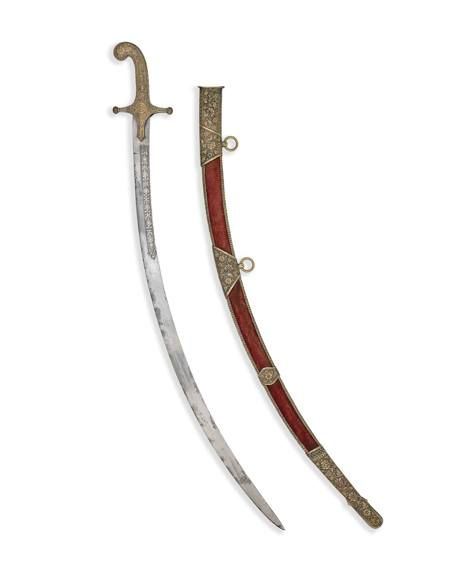 A Kutch gilt-copper mounted steel sword (shamshir) Western India, 19th Century