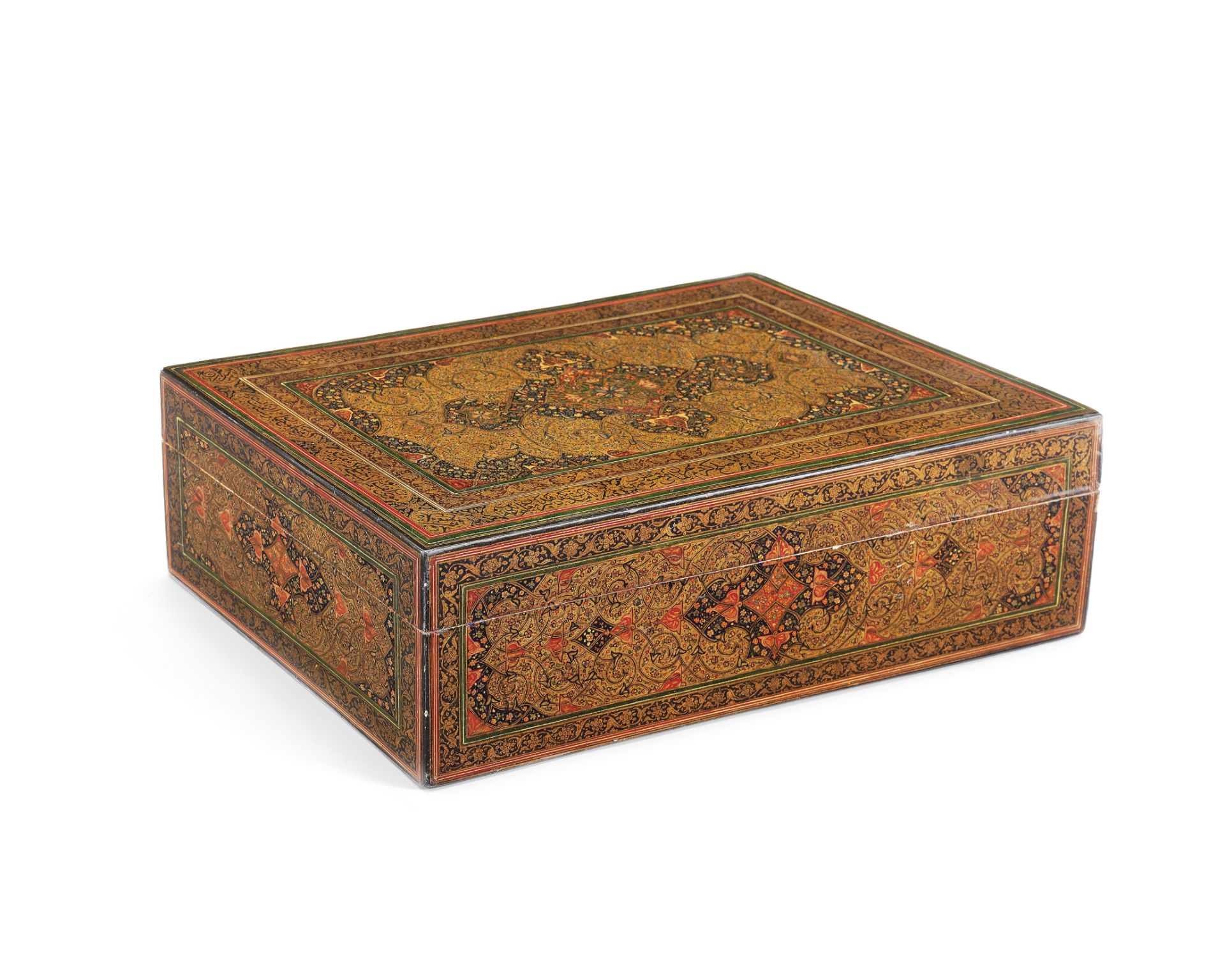 A Qajar lacquer box by Ma'sum 'Ali Persia, dated AH 1325/AD 1907