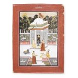 Bhairava Raga: four maidens making offerings at a shrine to Siva Bundi or perhaps Datia, late 18t...