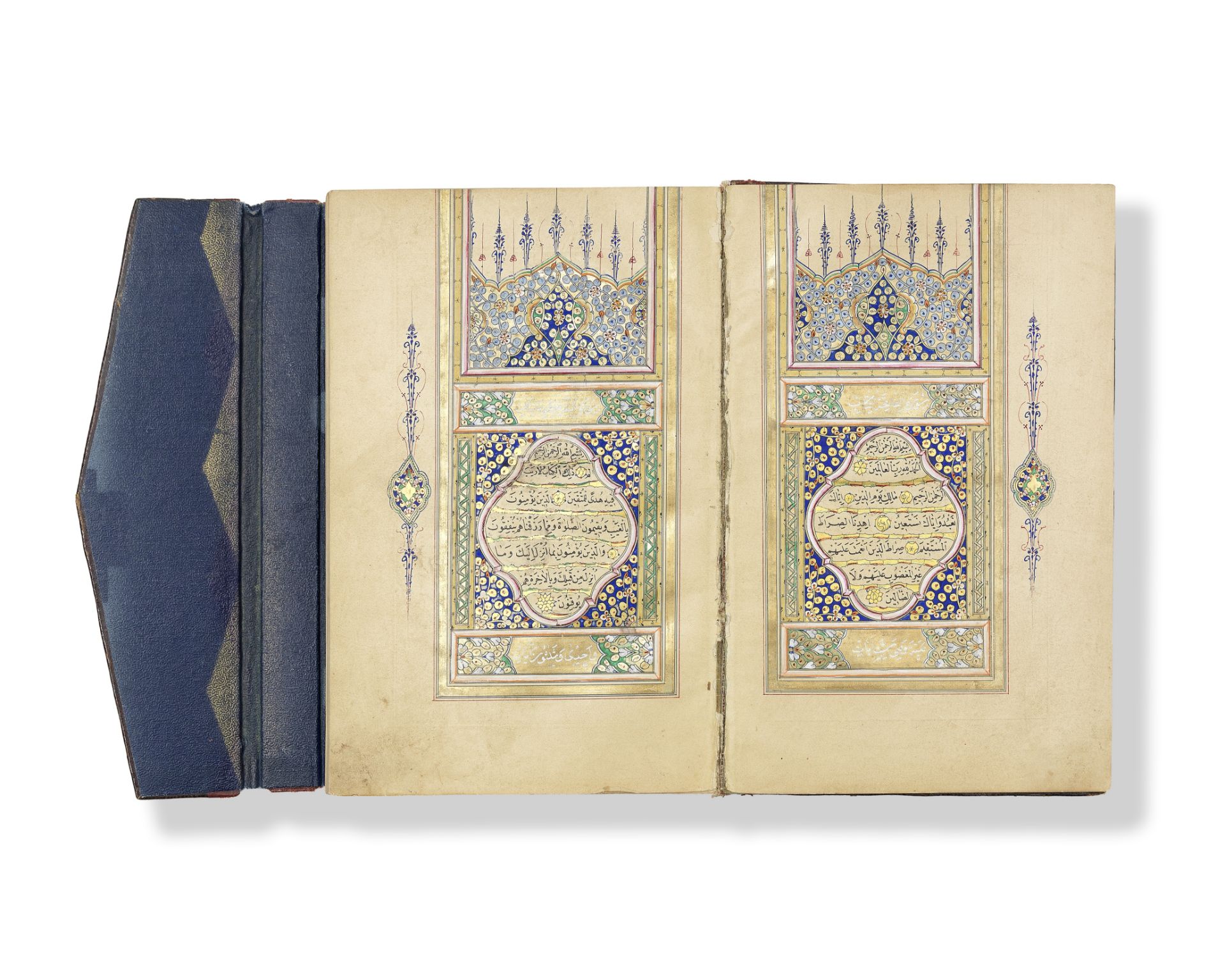 An illuminated Qur'an, Husain al-Zahidi, a pupil of Ahmad al-Nazifi Ottoman Turkey, dated AH [1]2...