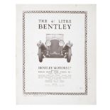 A 4½ Litre Bentley sales leaflet, number 32, reprinted January 1930,