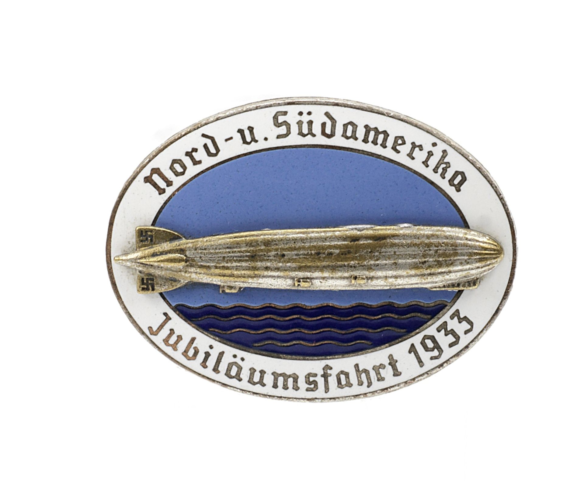 A 'Jubilaumsfahrt 1933' Graf Zeppelin enamel pin badge, German,