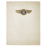 A 4½ Litre Bentley sales catalogue, number 26, issued October 1928,