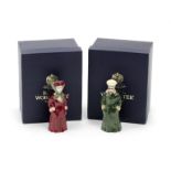 A pair of reproduction glazed ceramic 'The Motorist' candle snuffers by Royal Worcester, ((2))