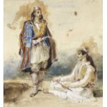 Eugène Delacroix (French, 1798-1863) Study of two Greeks (Executed circa 1823-1824)