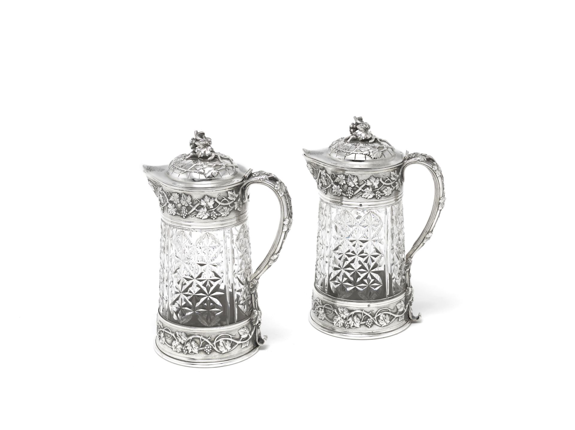 A pair of large French silver-mounted claret jugs Odiot, Paris late 19th century (2)