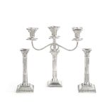 A pair of silver candlesticks Goldsmiths & Silversmiths Co Ltd, London 1906, (3)