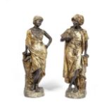 A pair of late 19th/early 20th century Austrian cold painted spelter Orientalist figures of a of ...