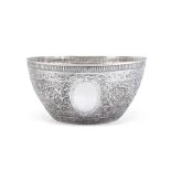 A very large silver bowl Indian or Burmese, late 19th century