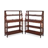 A pair of early Victorian rosewood five-tier open display buffets in the manner of Gillows (2)