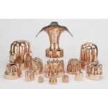 A good collection of 19th century copper jelly, confectionery and ice cream moulds (12)