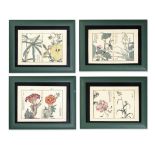 A set of twelve framed Japanese coloured woodcut illustrations (12)