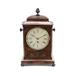 A William IV brass-inlaid mahogany mantel timepiece the dial signed Leeson, Coleshill