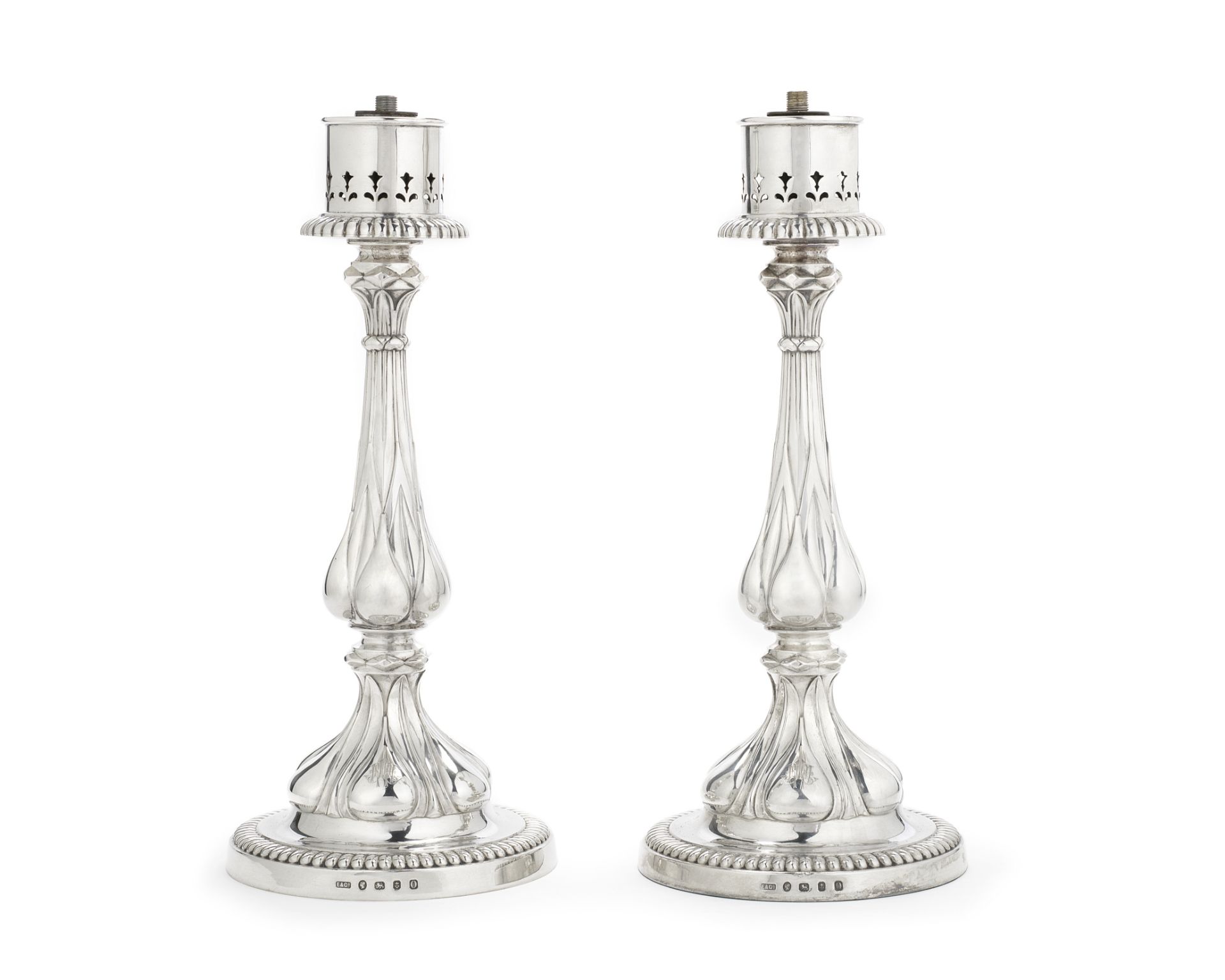 A pair of Victorian silver storm lamps Elkington & Co, Birmingham 1863