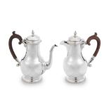 A pair of silver café au lait pots Harrods Ltd, London 1937
