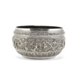 A Burmese silver bowl maker's mark a hare, early 20th century