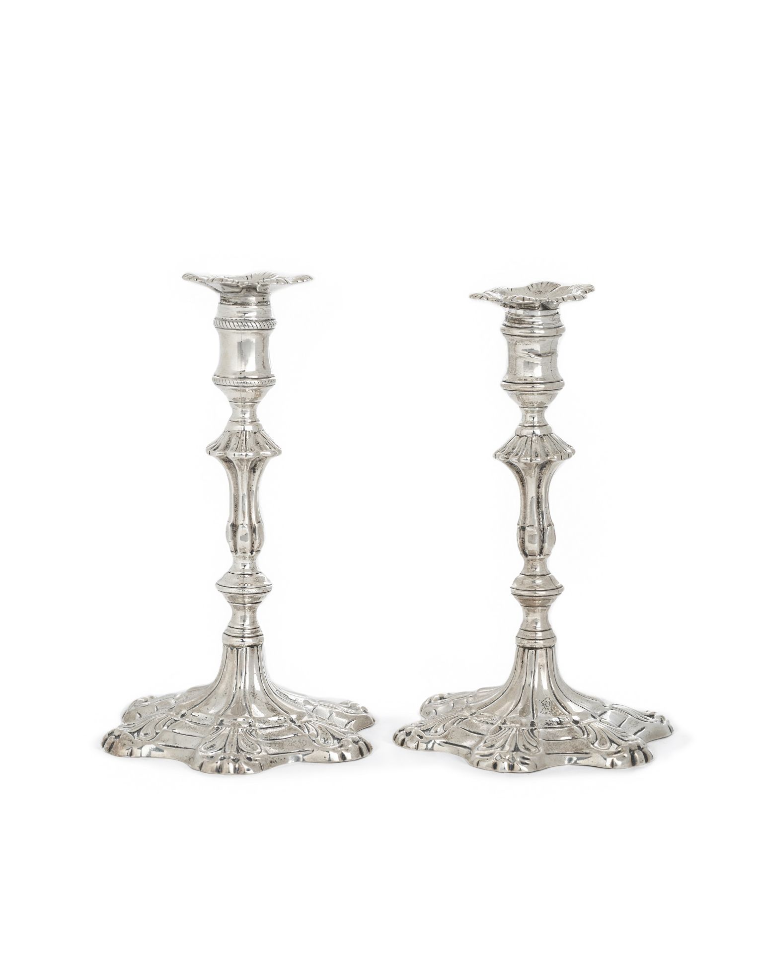 A matched pair of George III silver tapersticks Ebenezer Coker, London 1764 (2)