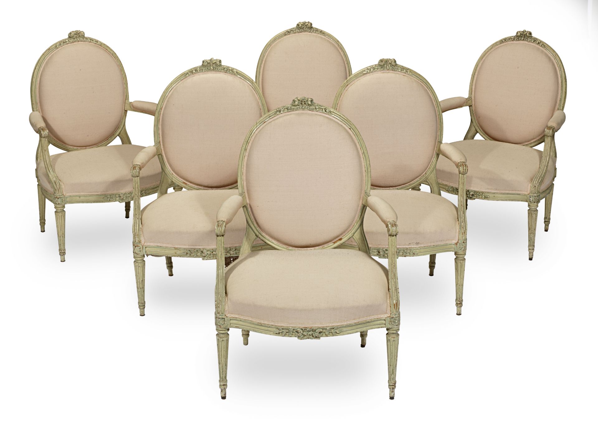 A set of six late Louis XV painted fauteuils (6)