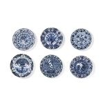 A collection of six 18th century Dutch Delft large plates or chargers (6)