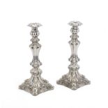 A large pair of 19th century silver candlesticks probably Austro-Hungarian circa 1860, with assay...