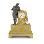 An early 19th century gilt bronze figural mantel clock the dial signed Le Paute à Paris