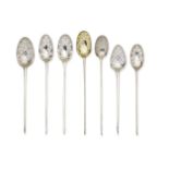 A collection of twenty-two silver mote spoons various makers, 18th century (22)