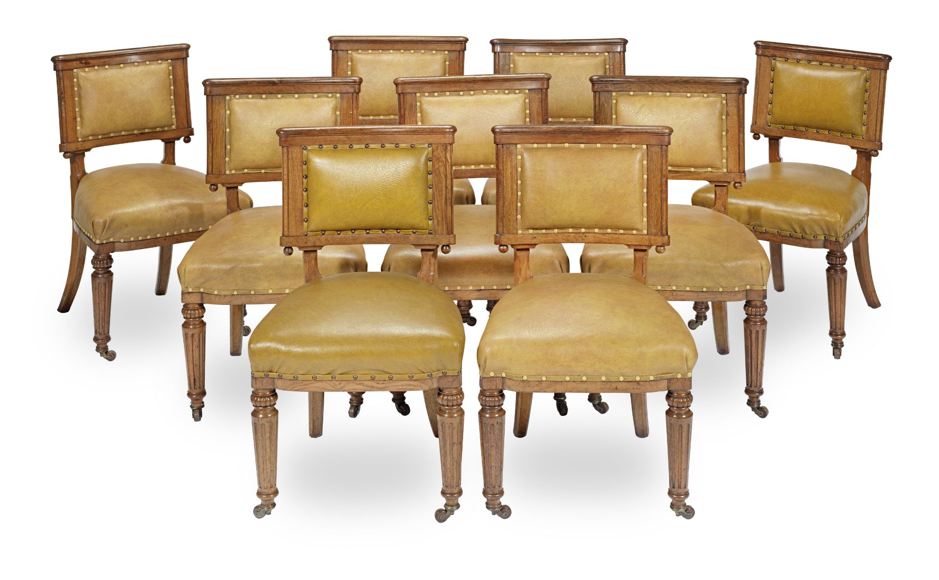 A set of nine mid Victorian oak side chairs (9)