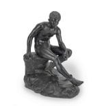 A late 19th / early 20th century patinated bronze figure of The Seated Mercury after the antique