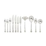 GEORG JENSEN: an Acanthus pattern silver flatware service with London import marks for 1953 - 1960
