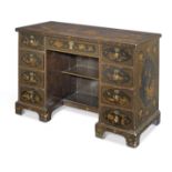 A Chinese export 18th century lacquer kneehole desk